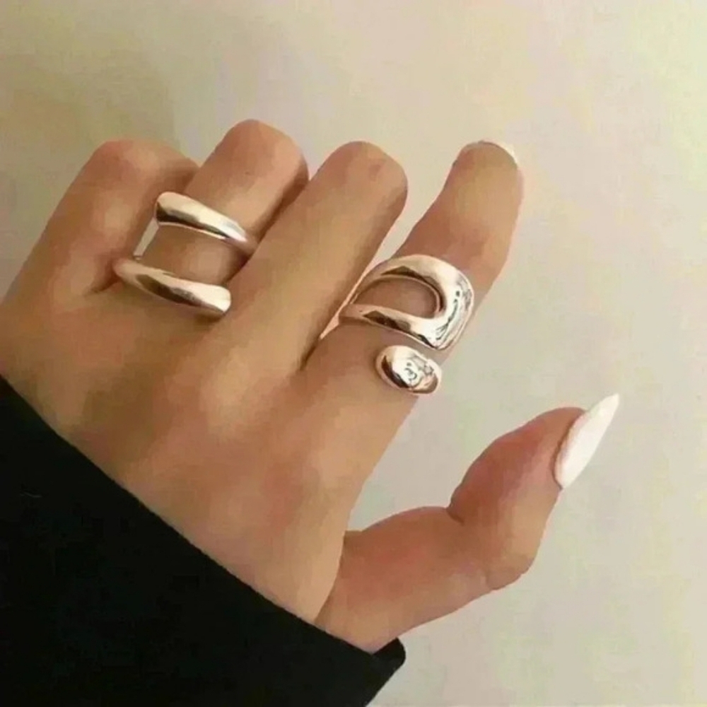 Elegant Silver Ring Set